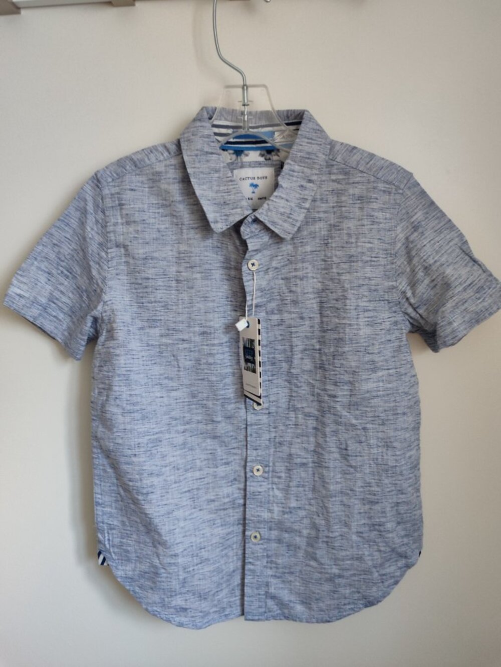 NWT Cactus Boys Cotton Lyocell Blue Heathered Button-Up Shirt – Size 5/6